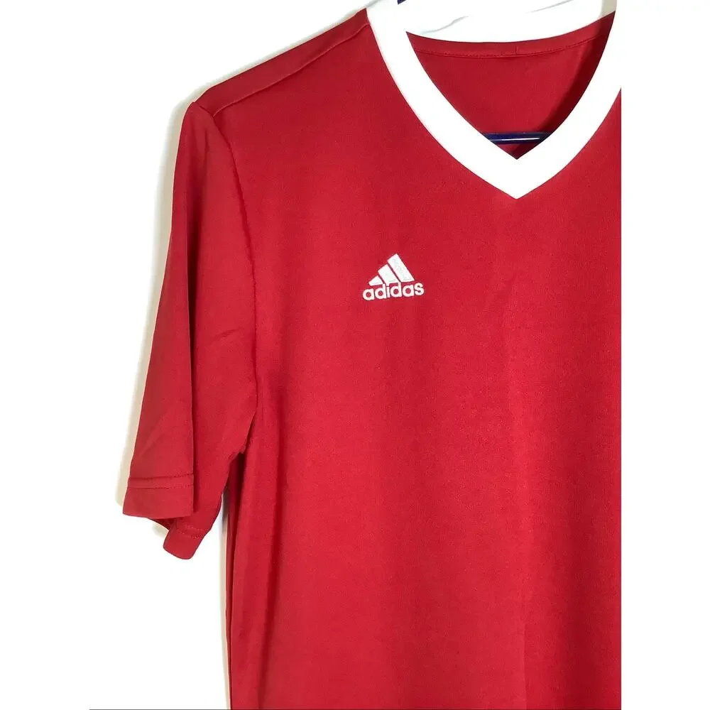 adidas Men's Small Red Entrada 22 Short Sleeve Football Jersey Athleisure B23-2